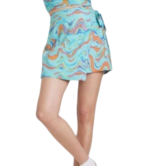 Wild Fable Wrap Skirt Women's Size XS Blue Print Mini Casual - Picture 2 of 10